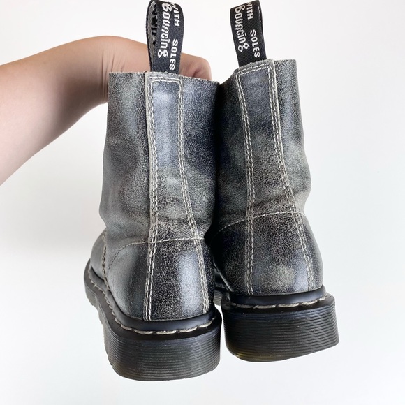 RARE Dr. Martens Pascal Leather 8-Eyelet Boots in Black/White Cristal Suede 5 - Picture 9 of 12